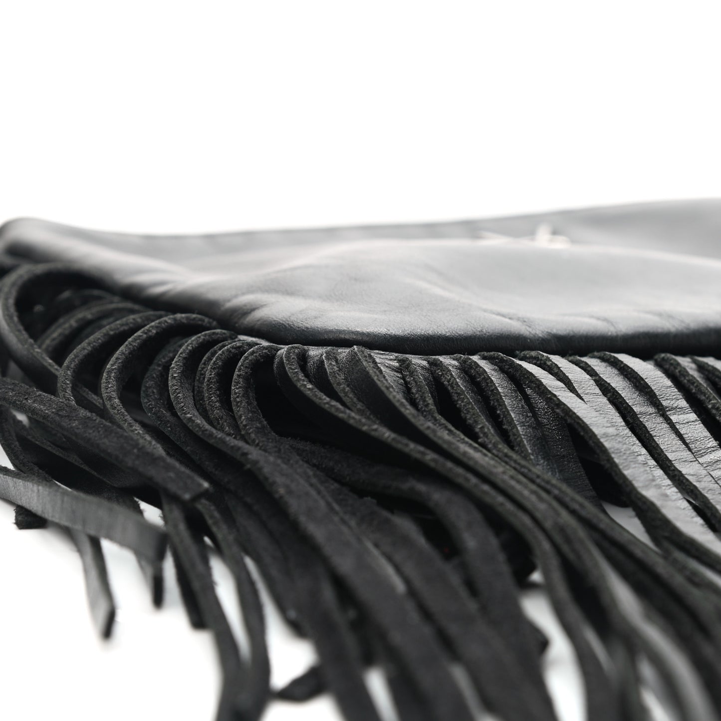 Calfskin Monogram Fringe Pouch Black