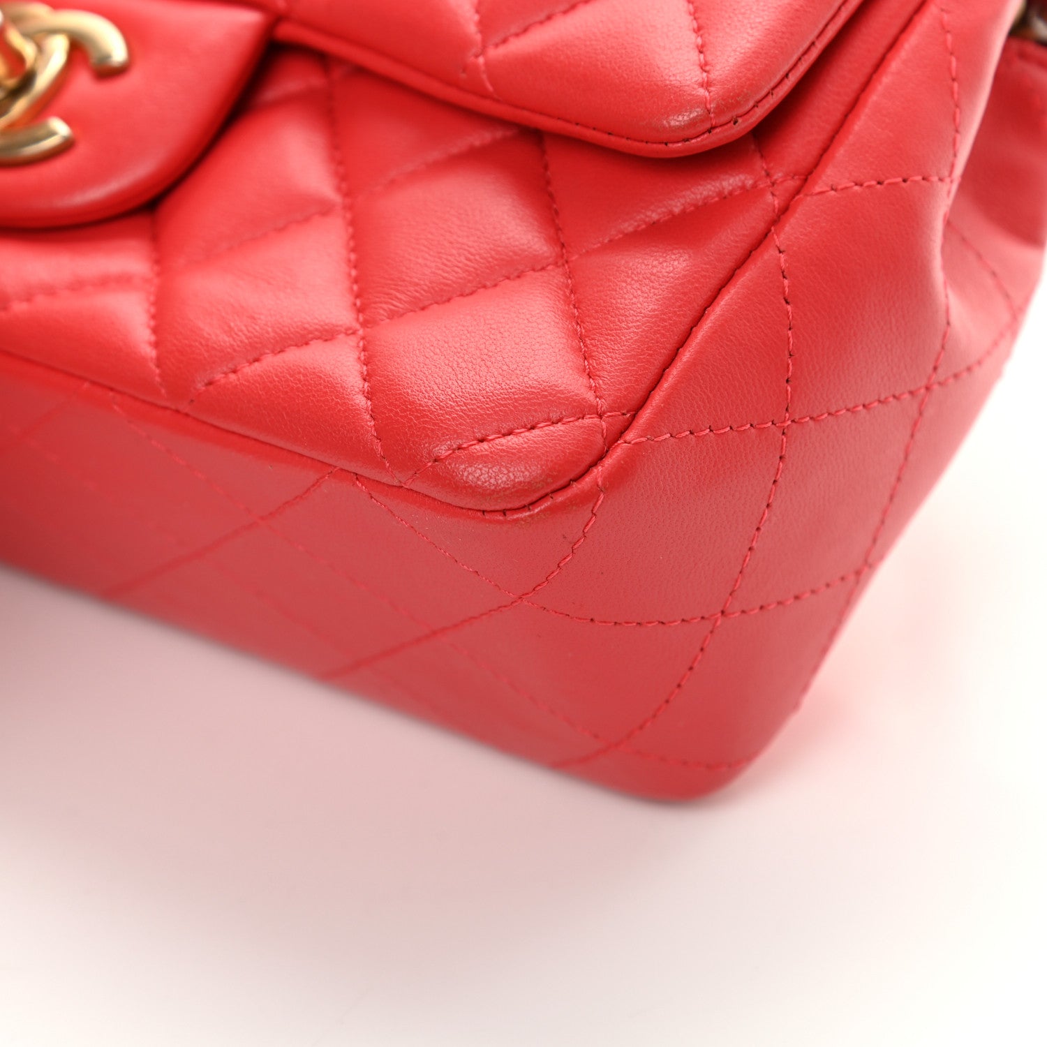 Chanel Lambskin Quilted Mini Rectangular Flap Red 11 of 13