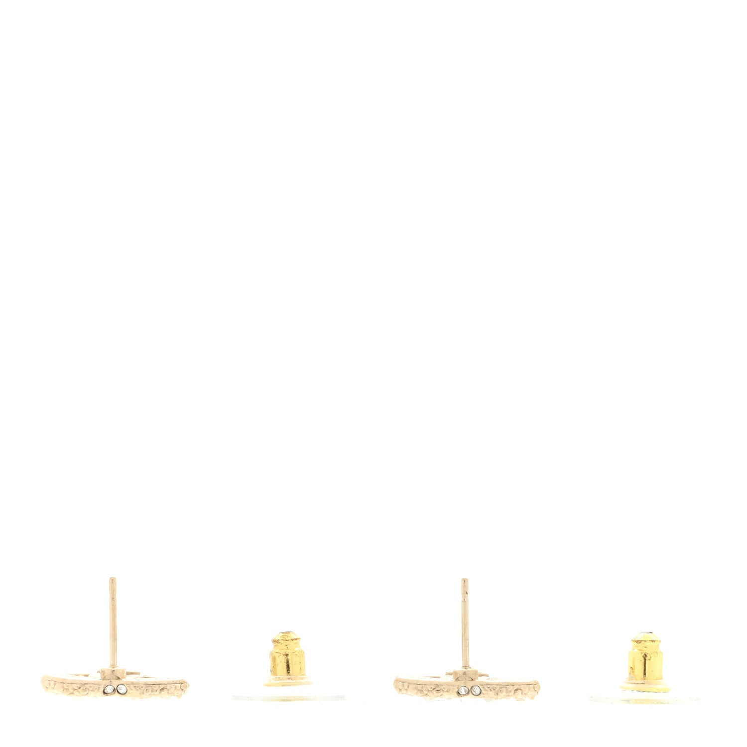 Chanel Metal Graduated Pearl Crystal CC Earrings Light Gold 3 of 4