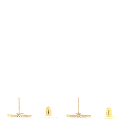 Chanel Metal Graduated Pearl Crystal CC Earrings Light Gold 3 of 4