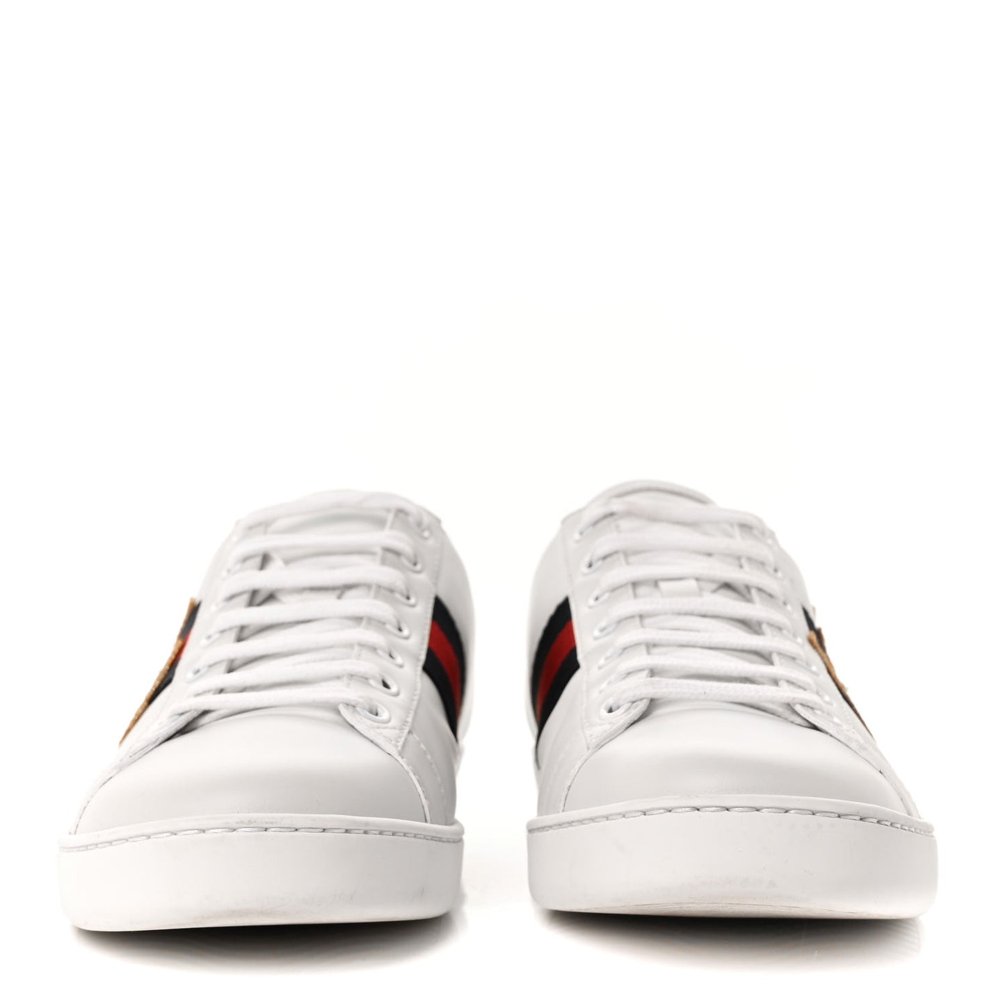 Calfskin Nappa Web LOVED Embroidered Womens Ace Sneakers 39.5 White Red Flame Notte