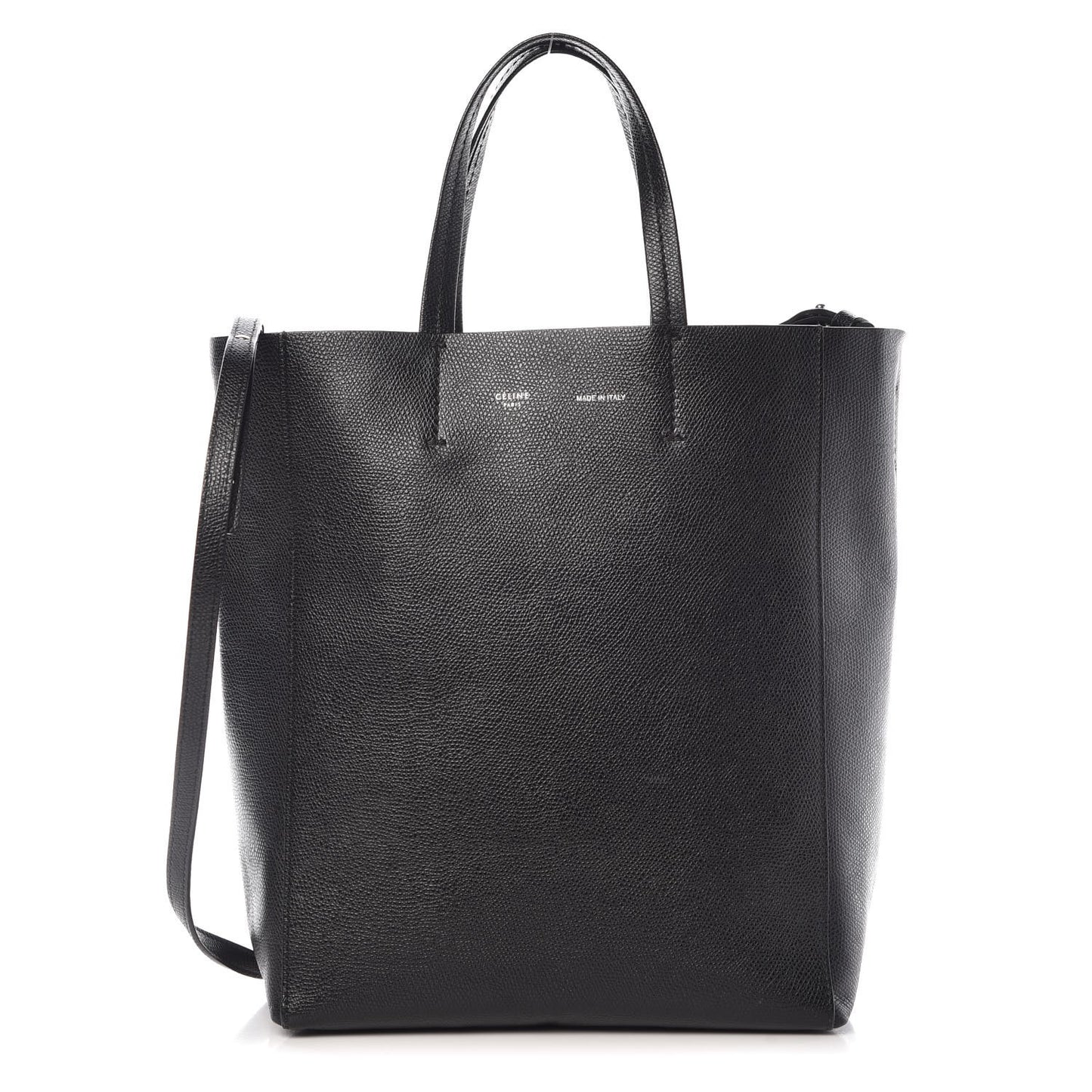 Grained Calfskin Small Vertical Cabas Black