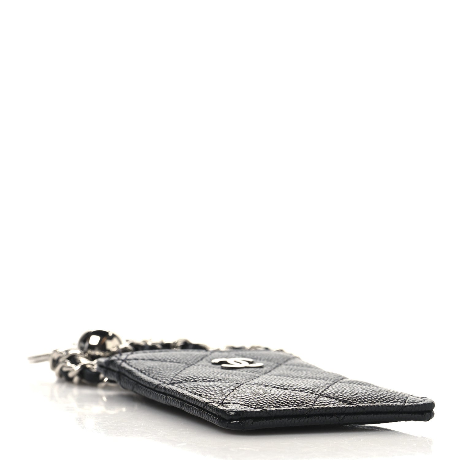 Chanel Caviar Quilted Key Holder Card Holder On Chain Black 4 of 7