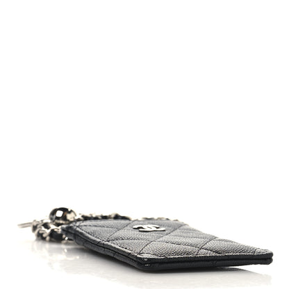 Chanel Caviar Quilted Key Holder Card Holder On Chain Black 4 of 7