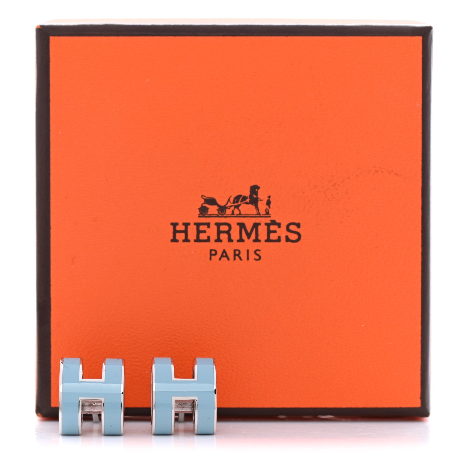 Hermes Palladium Lacquered Pop H Earrings Celeste 6 of 6