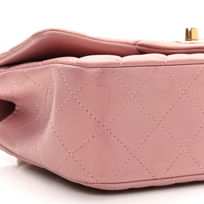 Chanel Iridescent Lambskin Quilted Mini Top Handle Rectangular Flap Pink 9 of 11