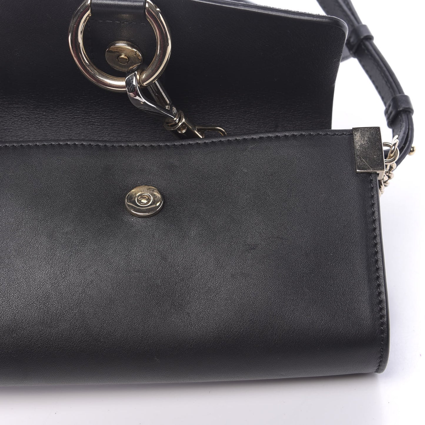 Suede Calfskin Mini Faye Shoulder Bag Black