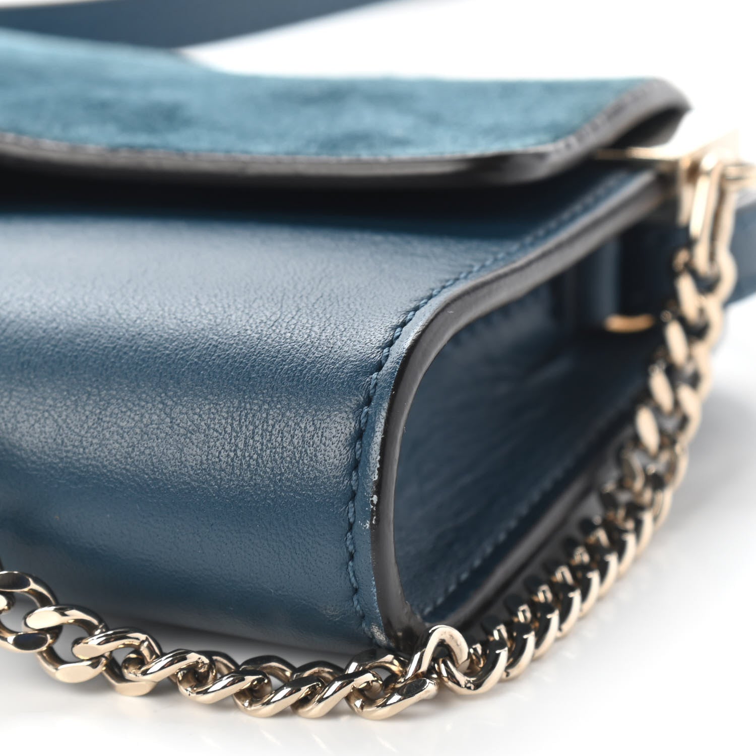 Chloe Suede Calfskin Mini Faye Shoulder Bag Majolica Blue 8 of 8