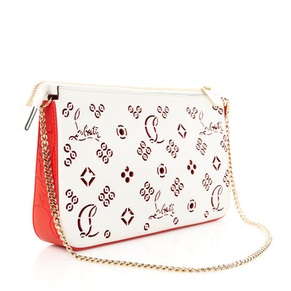 Christian Louboutin Calfskin Loubila Loubinthesky Chain Clutch Leche 3 of 10
