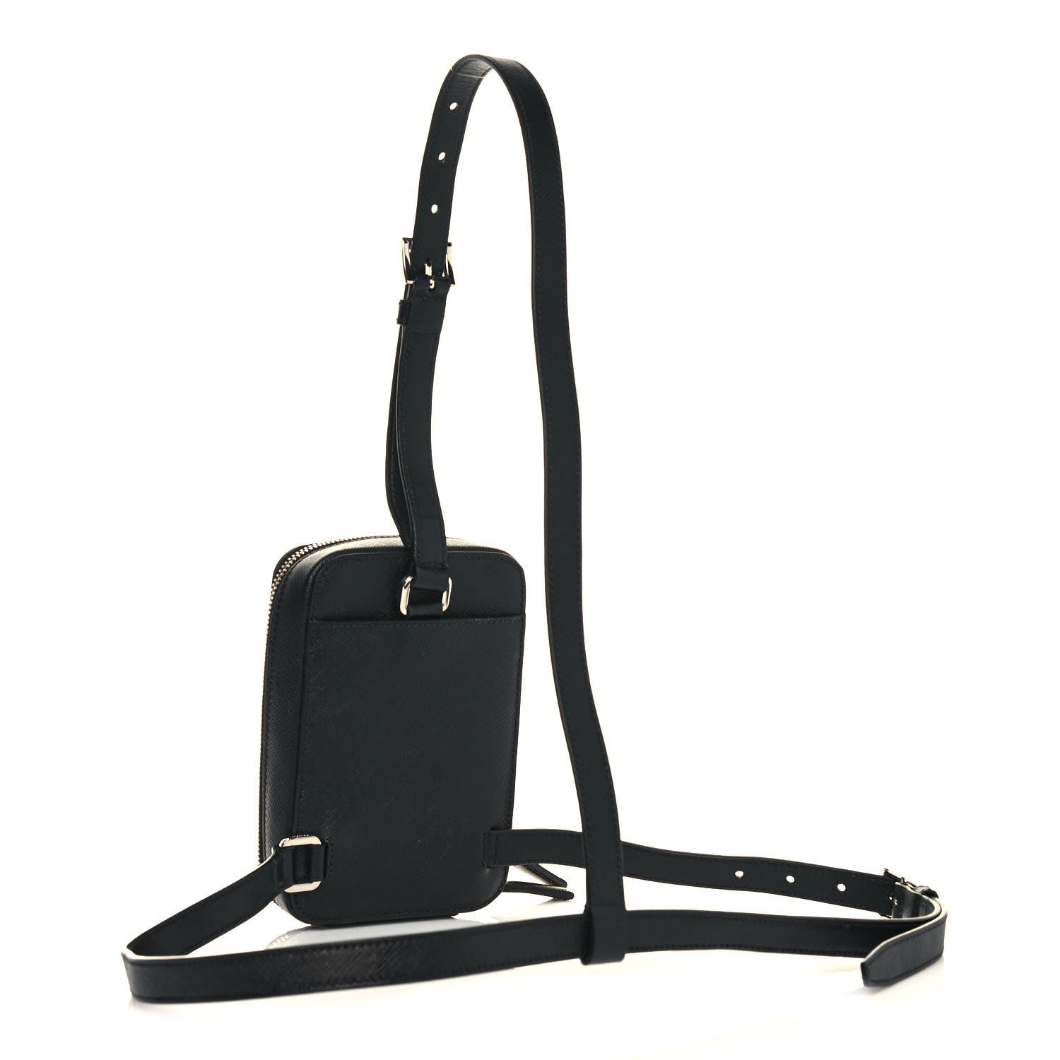 Prada Saffiano Harness Crossbody Bag Black 2 of 10