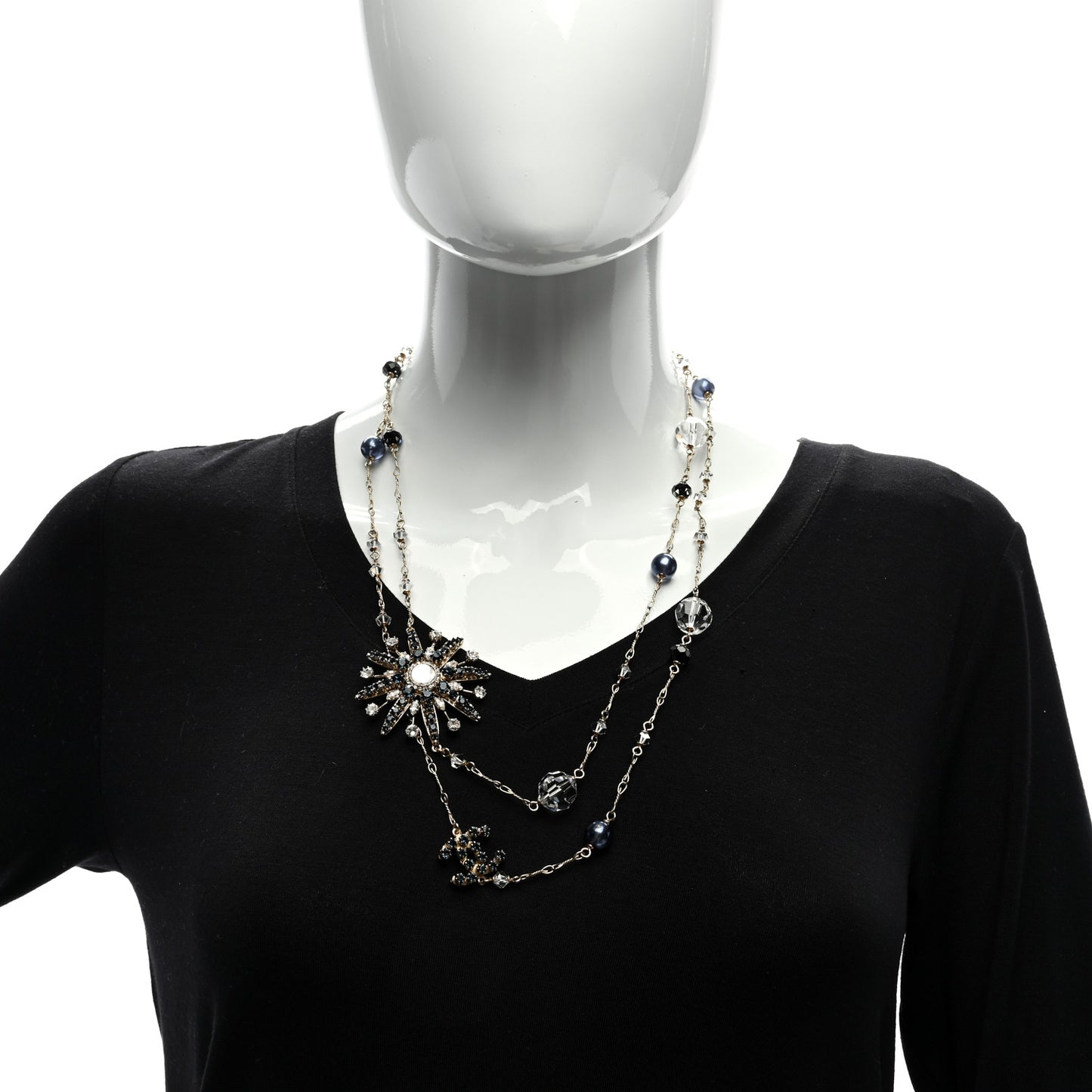 Crystal CC Celestial Long Necklace Blue Gold