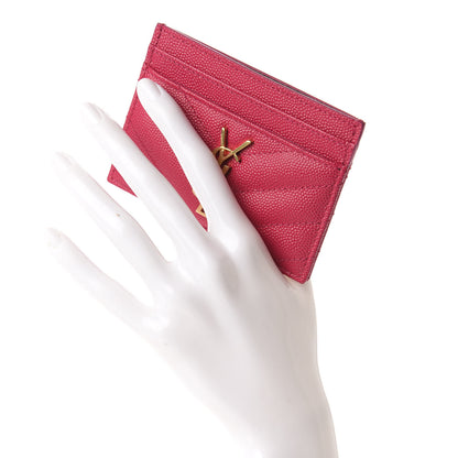 Saint Laurent Grain De Poudre Matelasse Chevron Monogram Credit Card Case Bubblegum 2 of 8