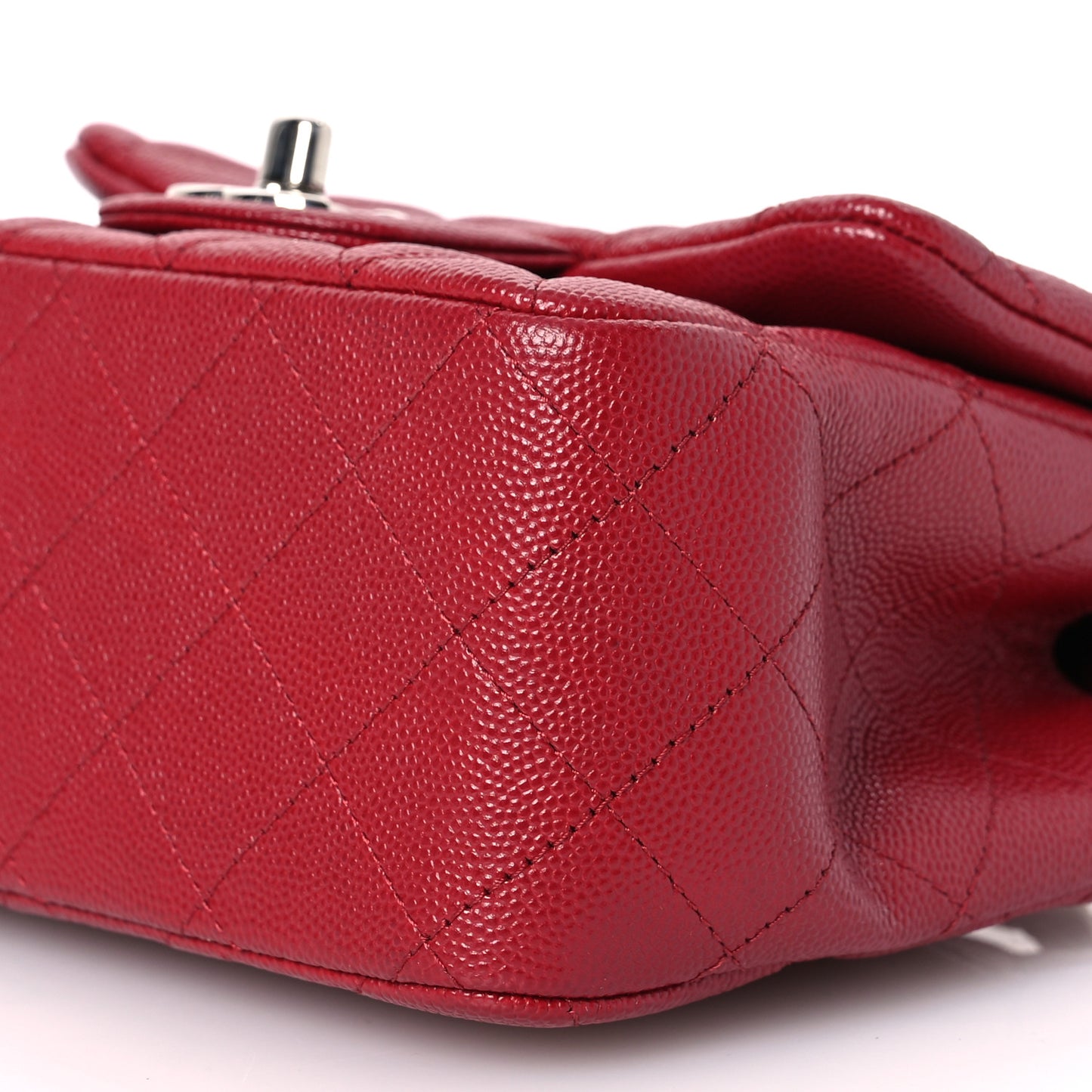 Caviar Quilted Mini Square Flap Red