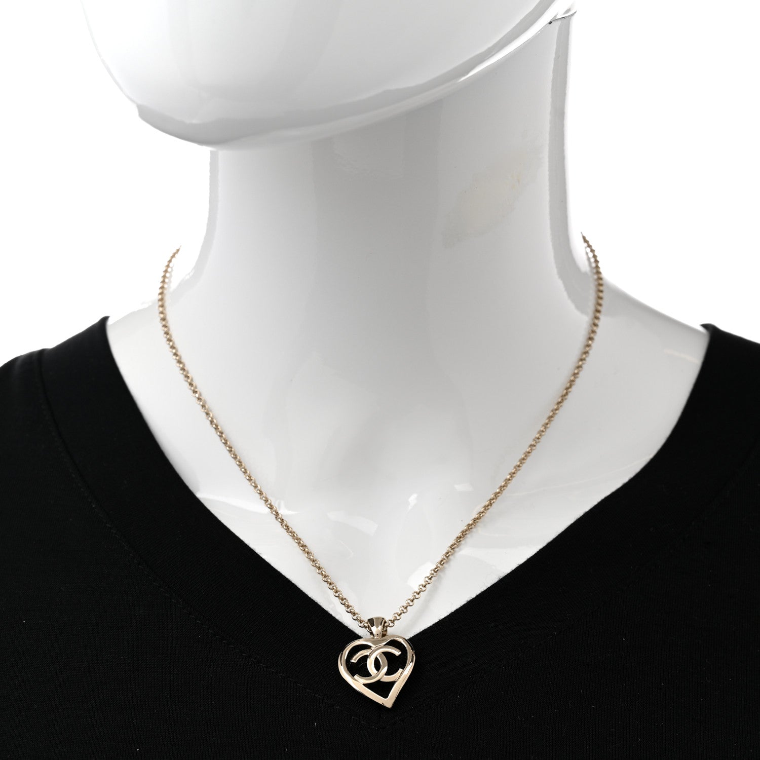 Chanel Metal CC Heart Coco Pendant Necklace Gold 2 of 7