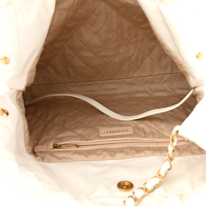 Chanel Shiny Calfskin Quilted Chanel 22 White Black 6 of 11