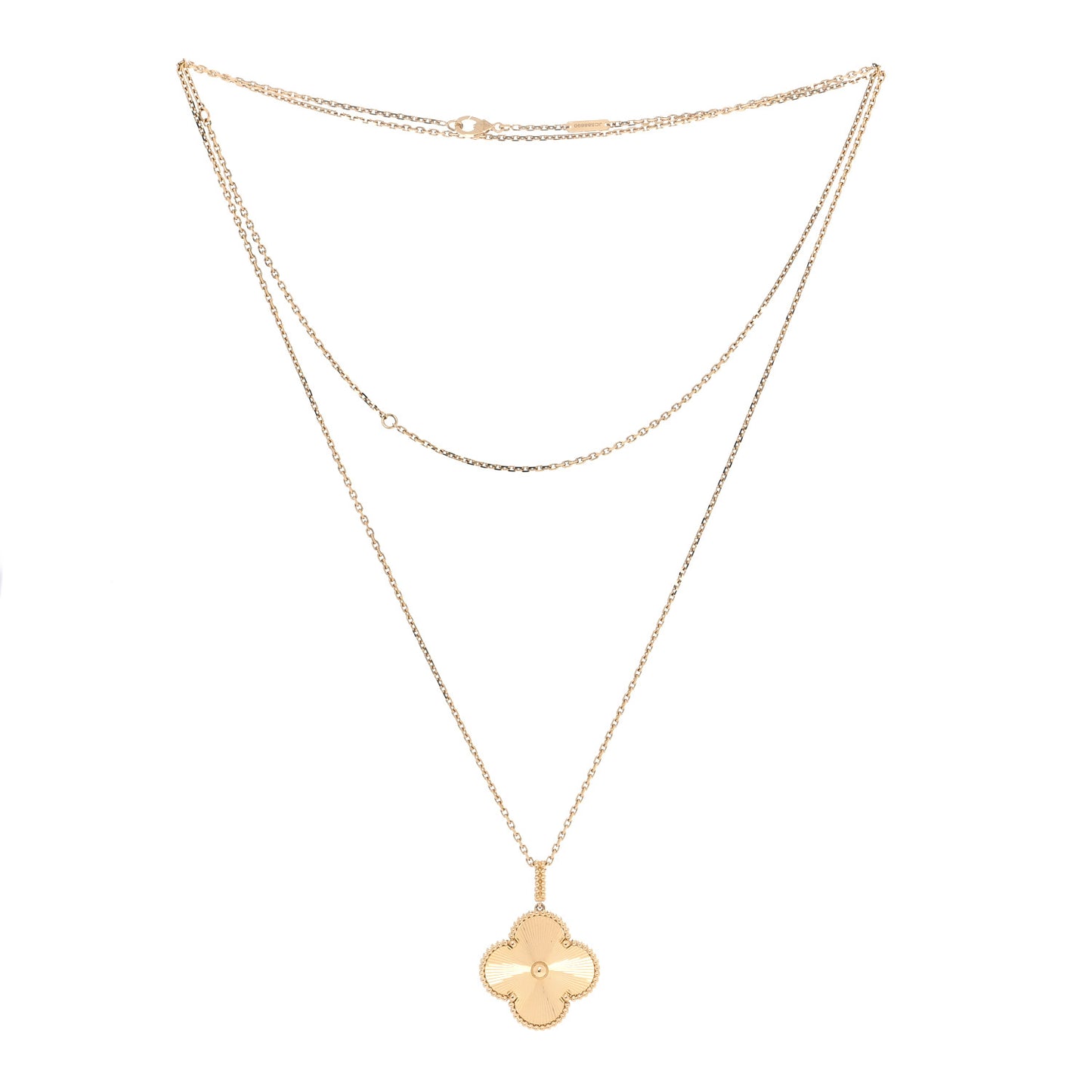 18K Yellow Gold Guilloche Magic Alhambra Long Necklace