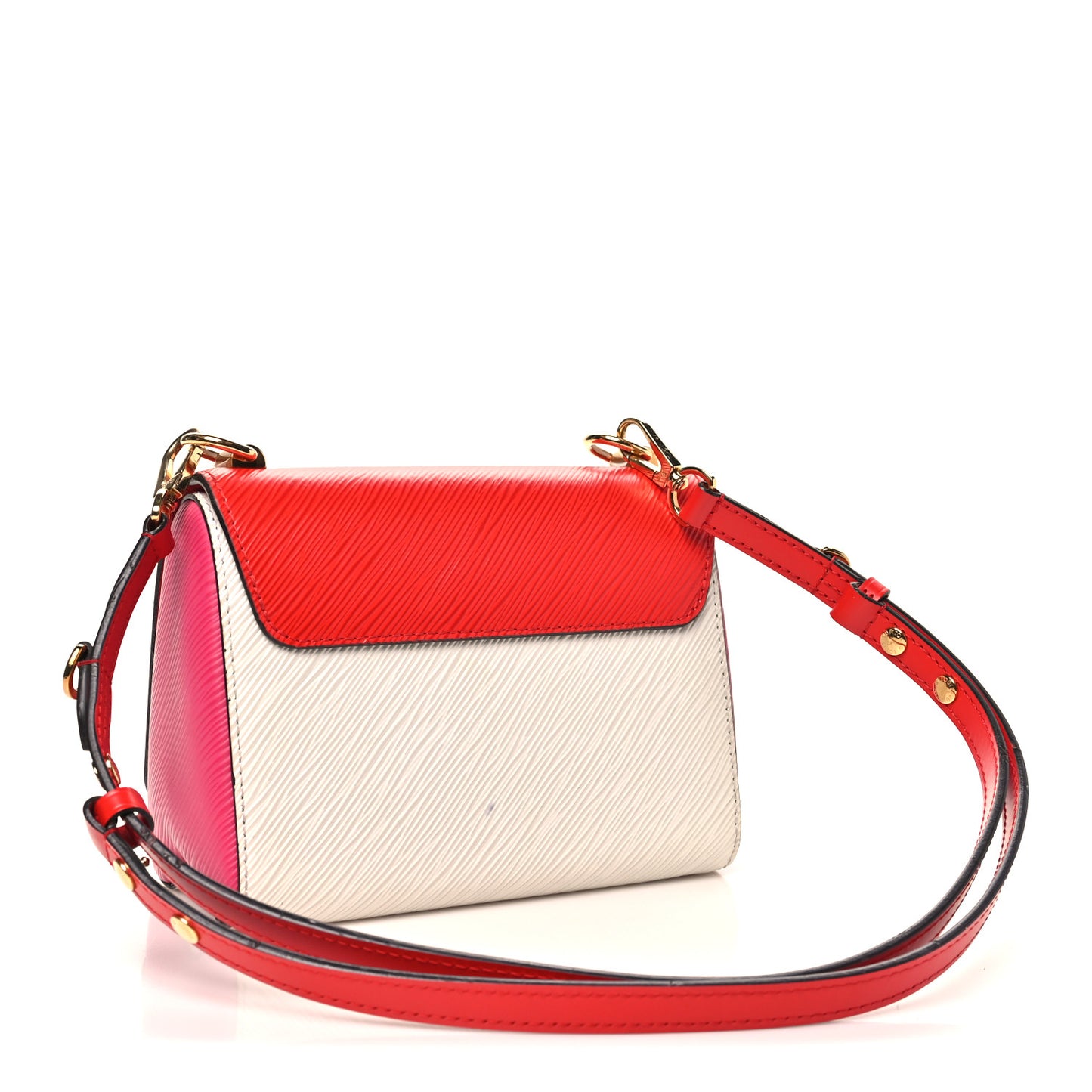 Epi Twist Shoulder Bag MM Coquelicot Hot Pink White