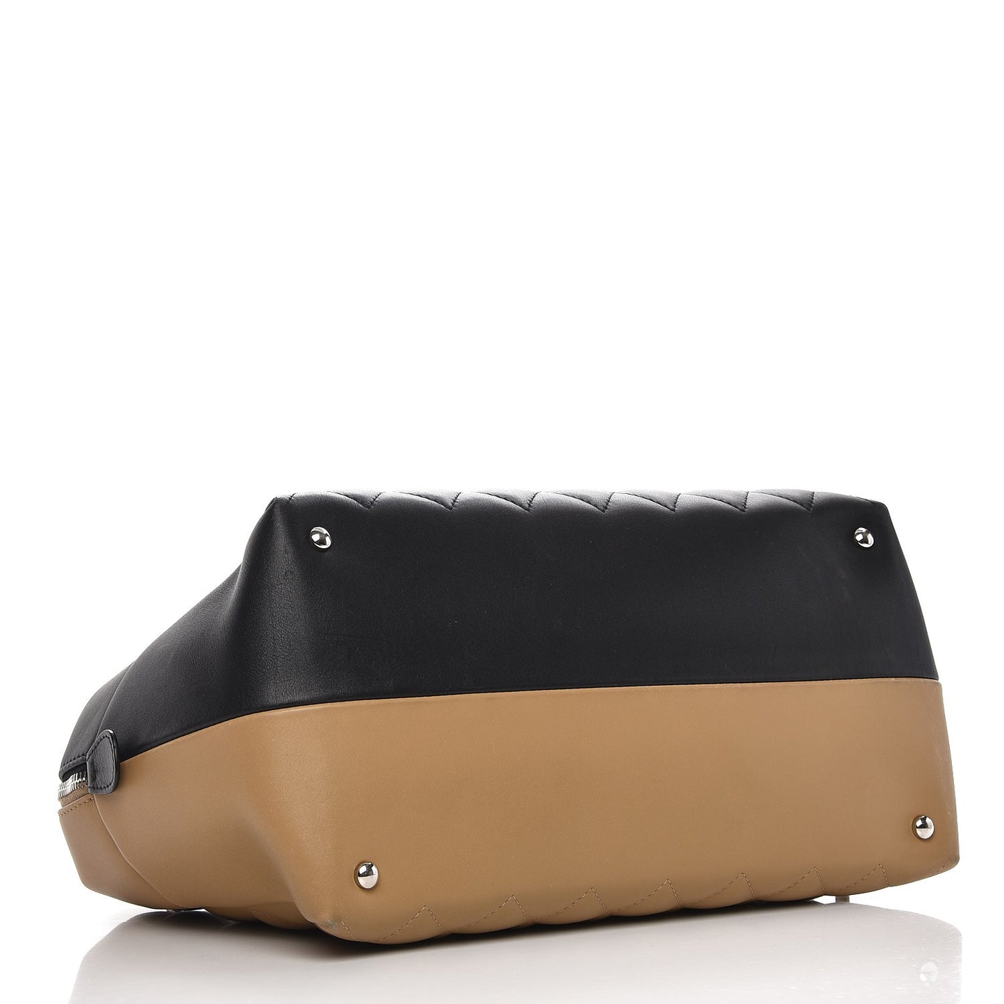 Calfskin Quilted Feather Weight Bowling Bag Black Beige