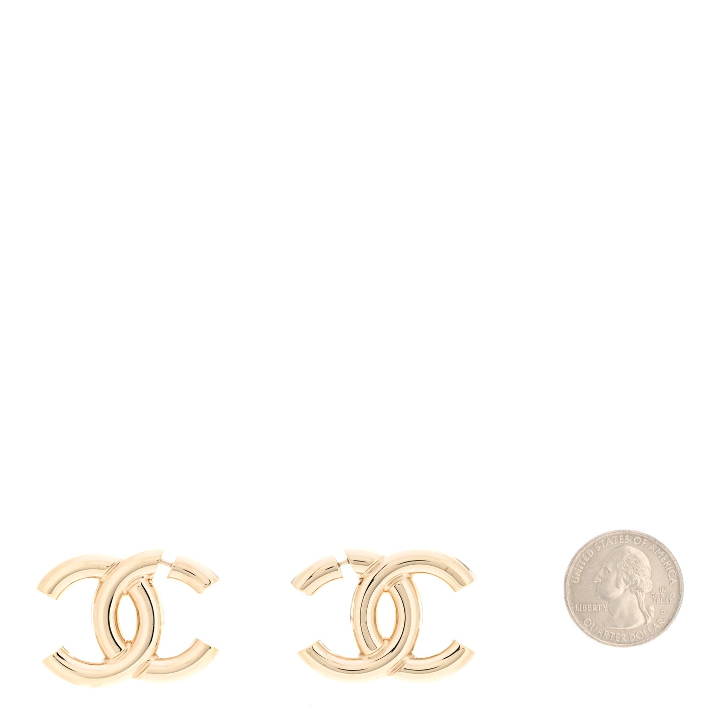 Metal Large CC Earrings Light Gold