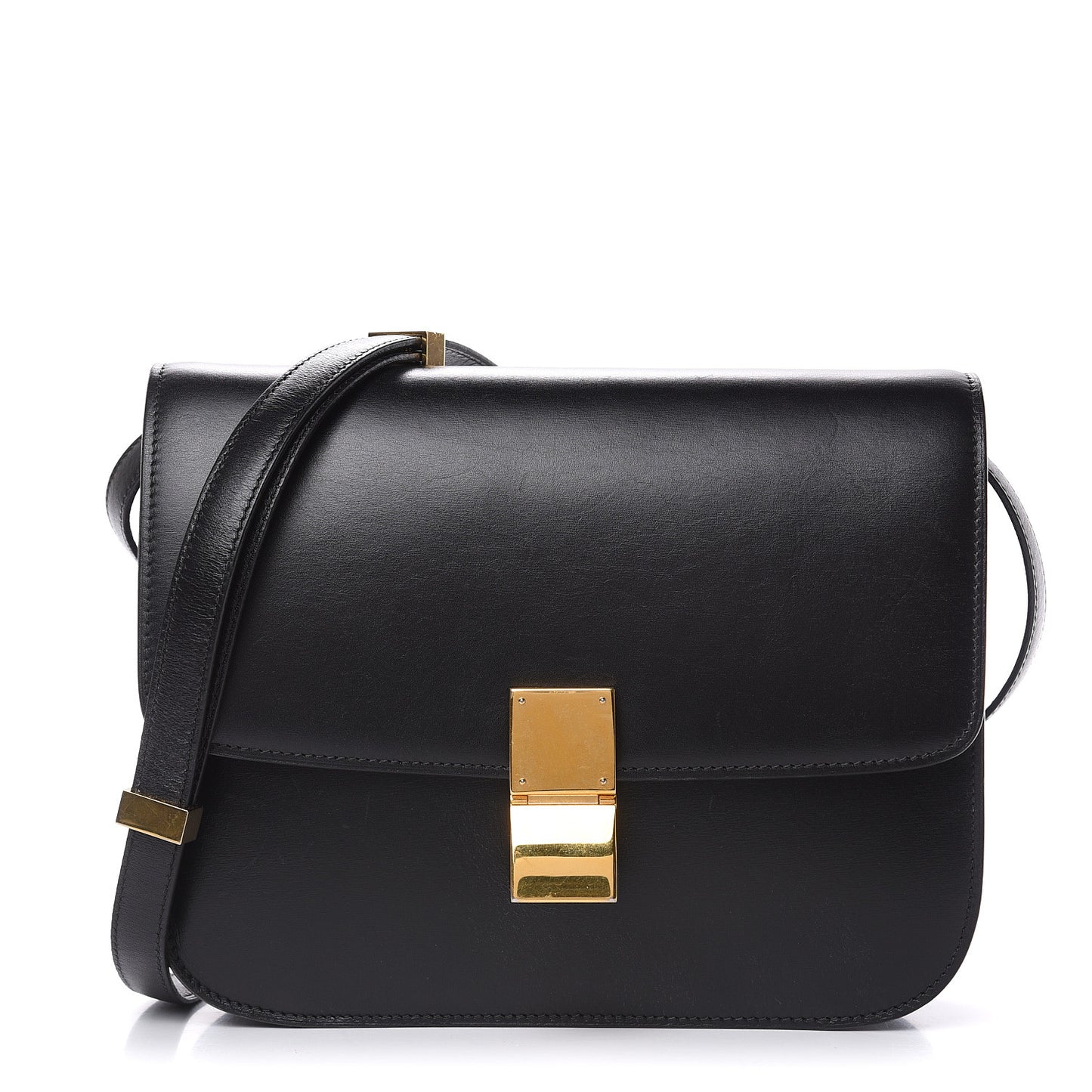 Box Calfskin Medium Classic Box Flap Bag Black