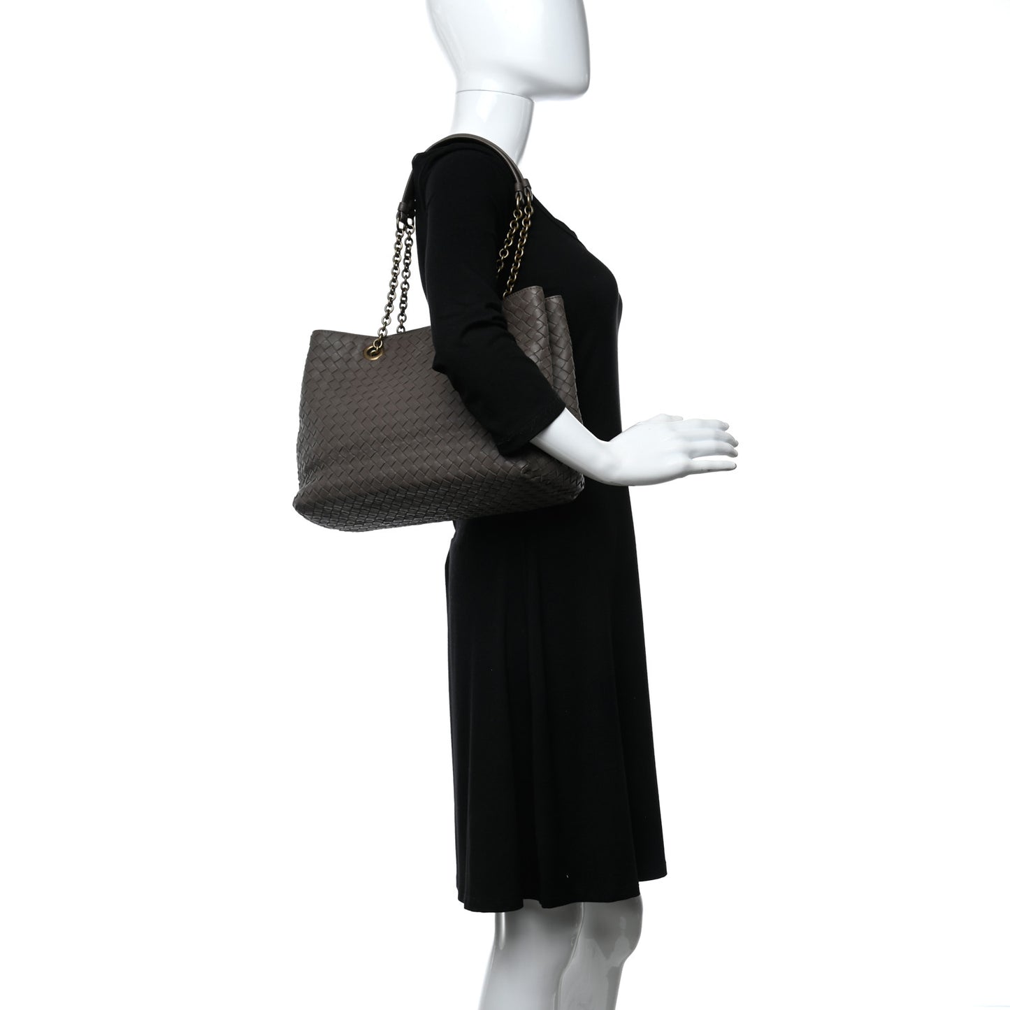 Nappa Intrecciato Medium Tote Grey