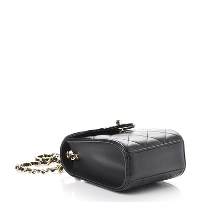 Chanel Lambskin Quilted Extra Mini Wallet On Chain WOC Black 5 of 10