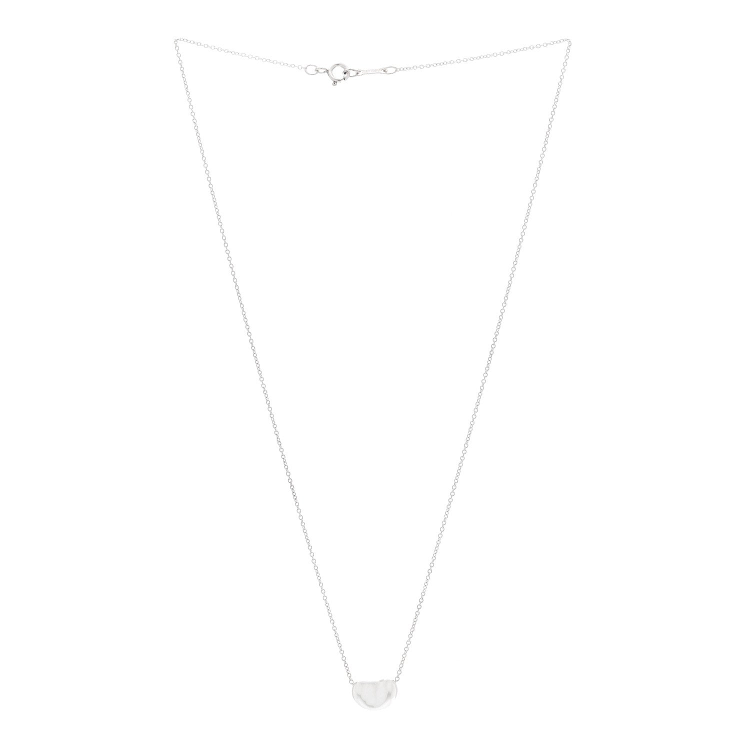 Tiffany Sterling Silver 11mm Elsa Peretti Bean Pendant Necklace 3 of 5