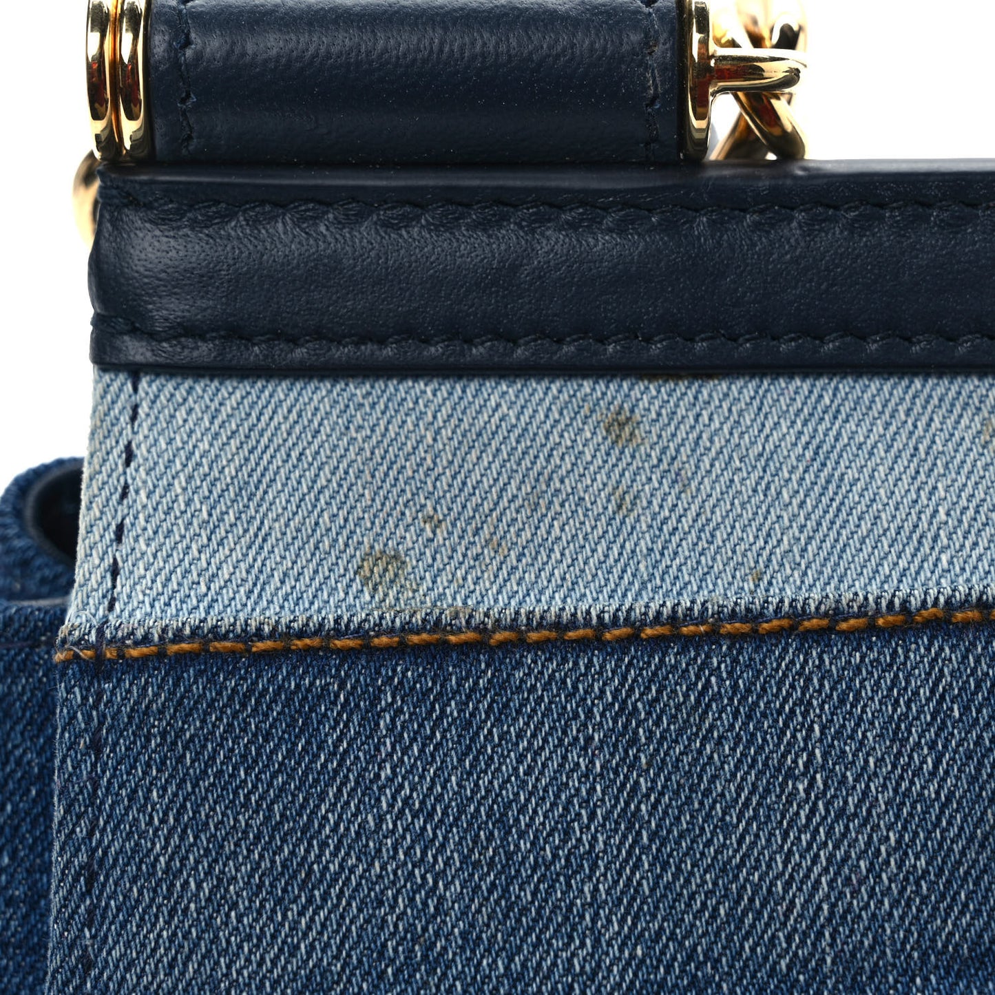 Calfskin Denim Patchwork Medium Miss Sicily Satchel Blue