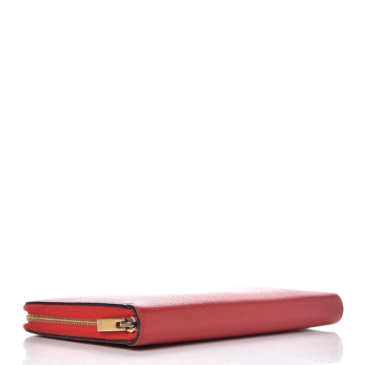 Drummed Calfskin Large Zip Around Multifunction Wallet Coquelicot
