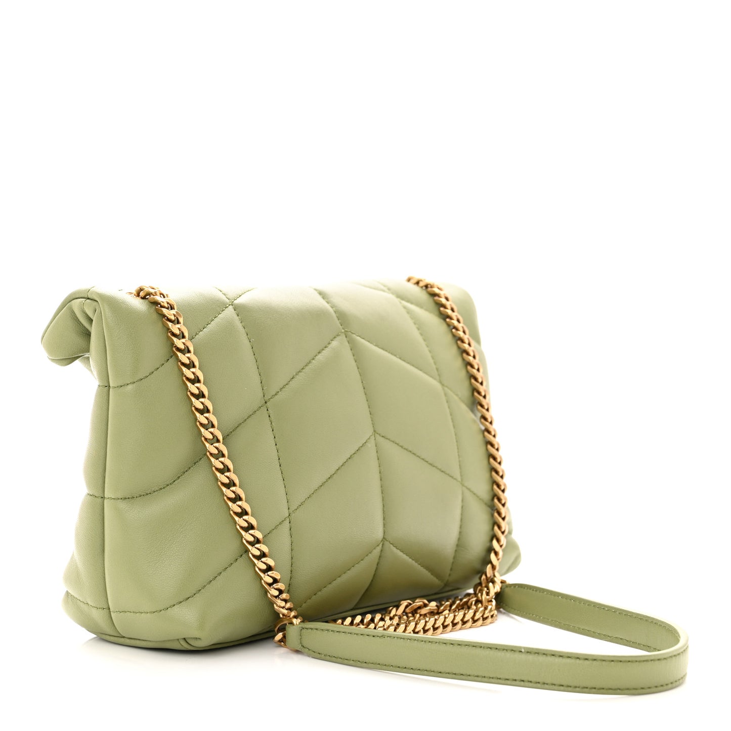 Lambskin Quilted Toy Loulou Puffer Monogram Chain Satchel Light Pistache