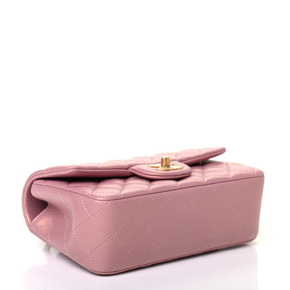 Chanel Iridescent Lambskin Quilted Mini Top Handle Rectangular Flap Pink 3 of 4