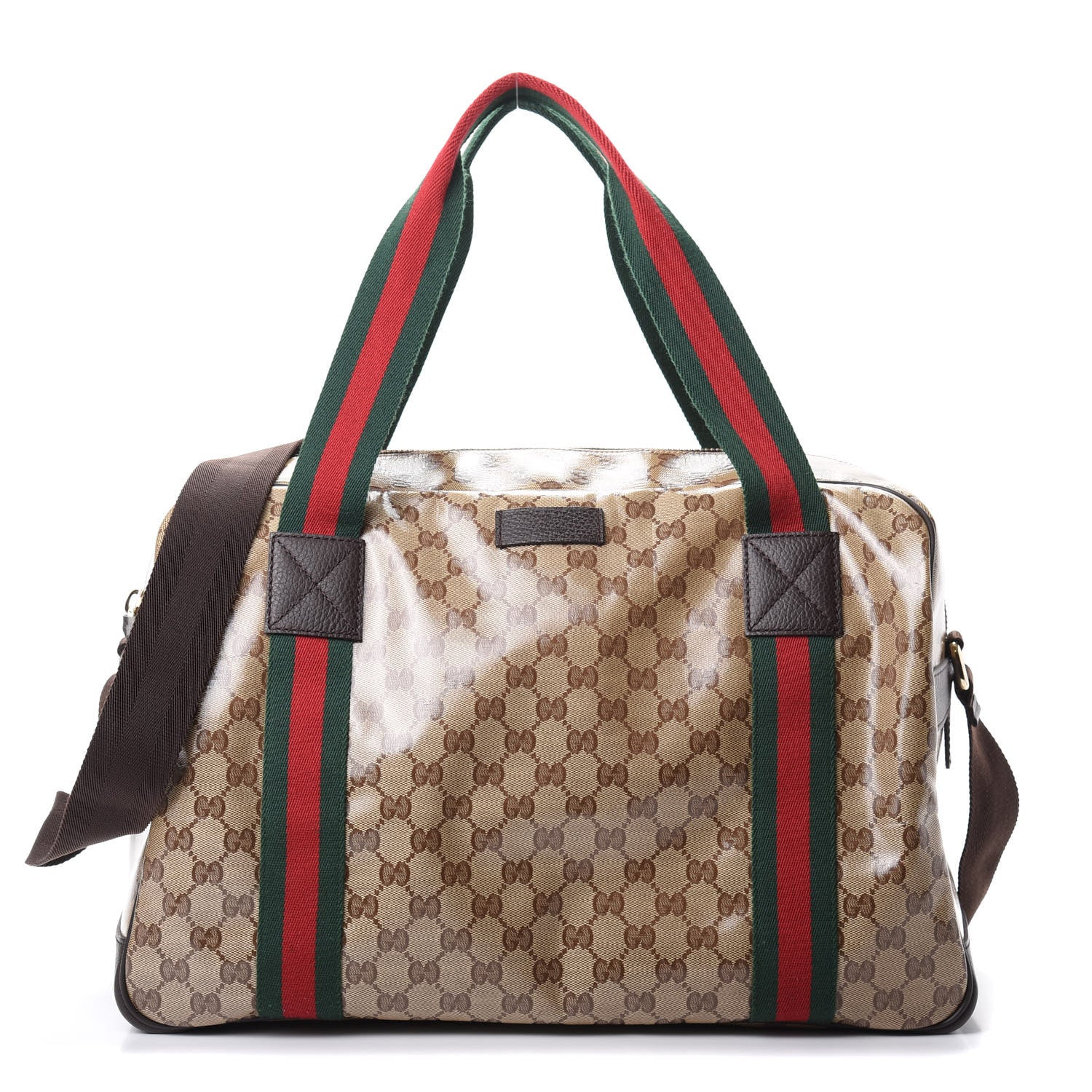 Gucci Crystal Monogram Web Large Carry On Duffle Bag Brown 1 of 9