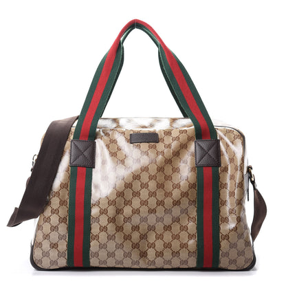 Gucci Crystal Monogram Web Large Carry On Duffle Bag Brown 1 of 9