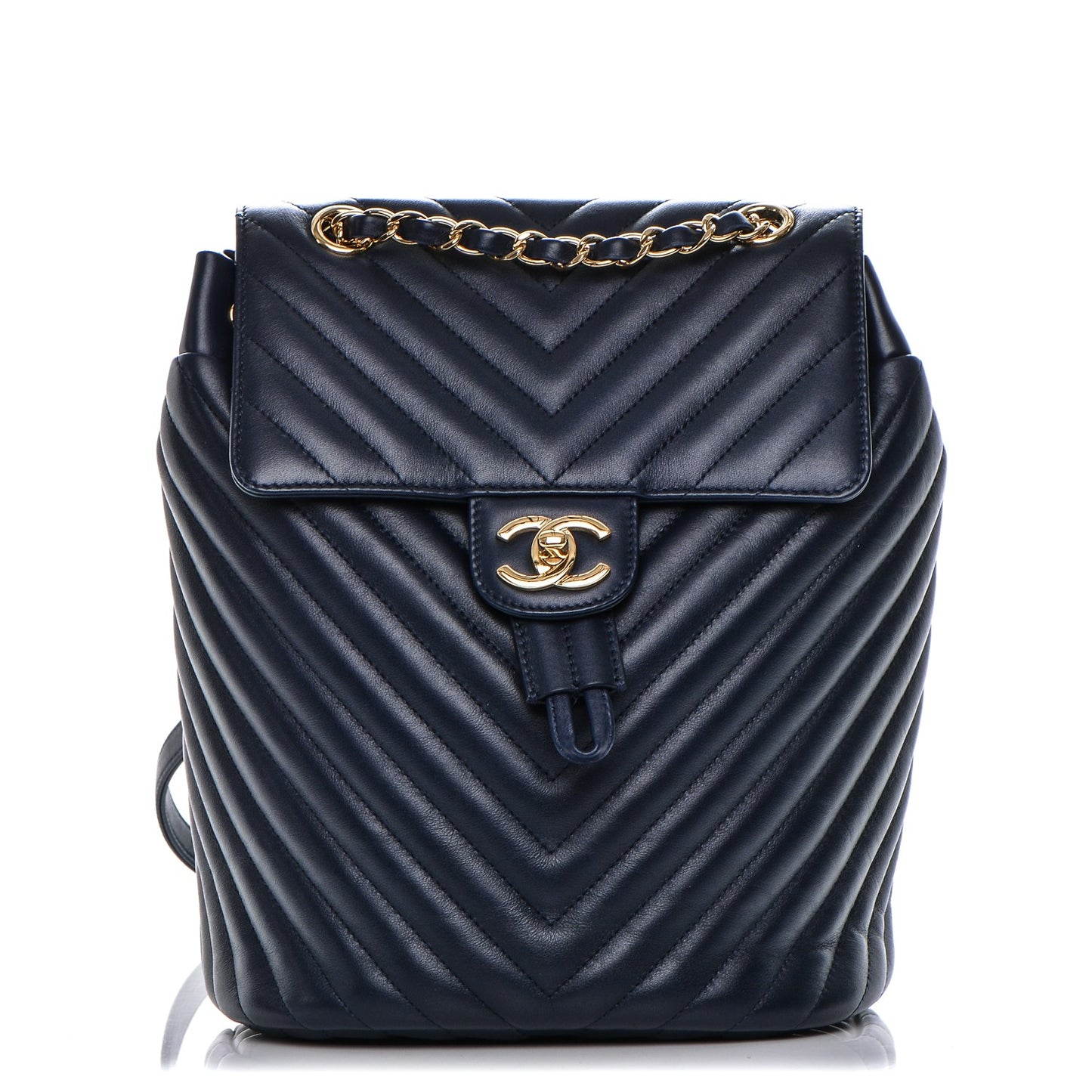 Calfskin Chevron Quilted Small Urban Spirit Backpack Navy