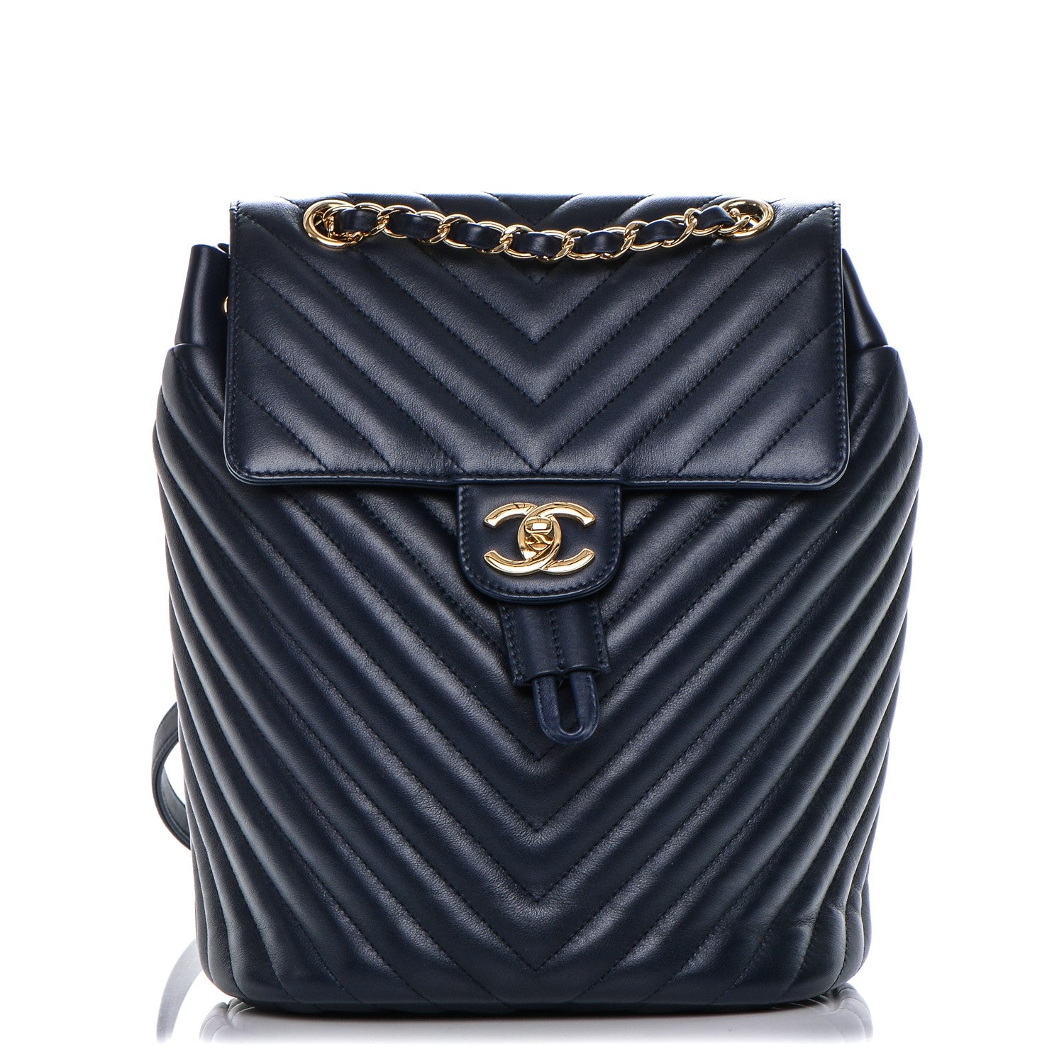 Chanel Calfskin Chevron Quilted Small Urban Spirit Backpack Navy 1 of 7