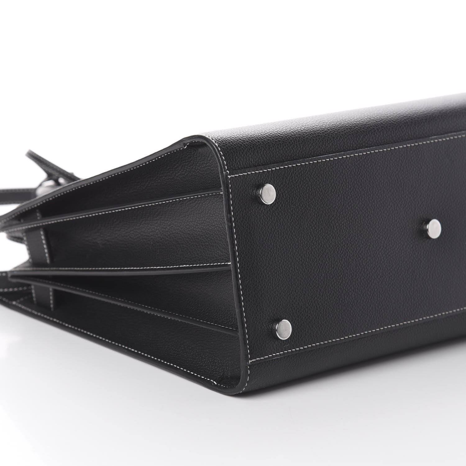 Saint Laurent Grained Calfskin Topstitch Small Sac De Jour Black Porcelain 5 of 8