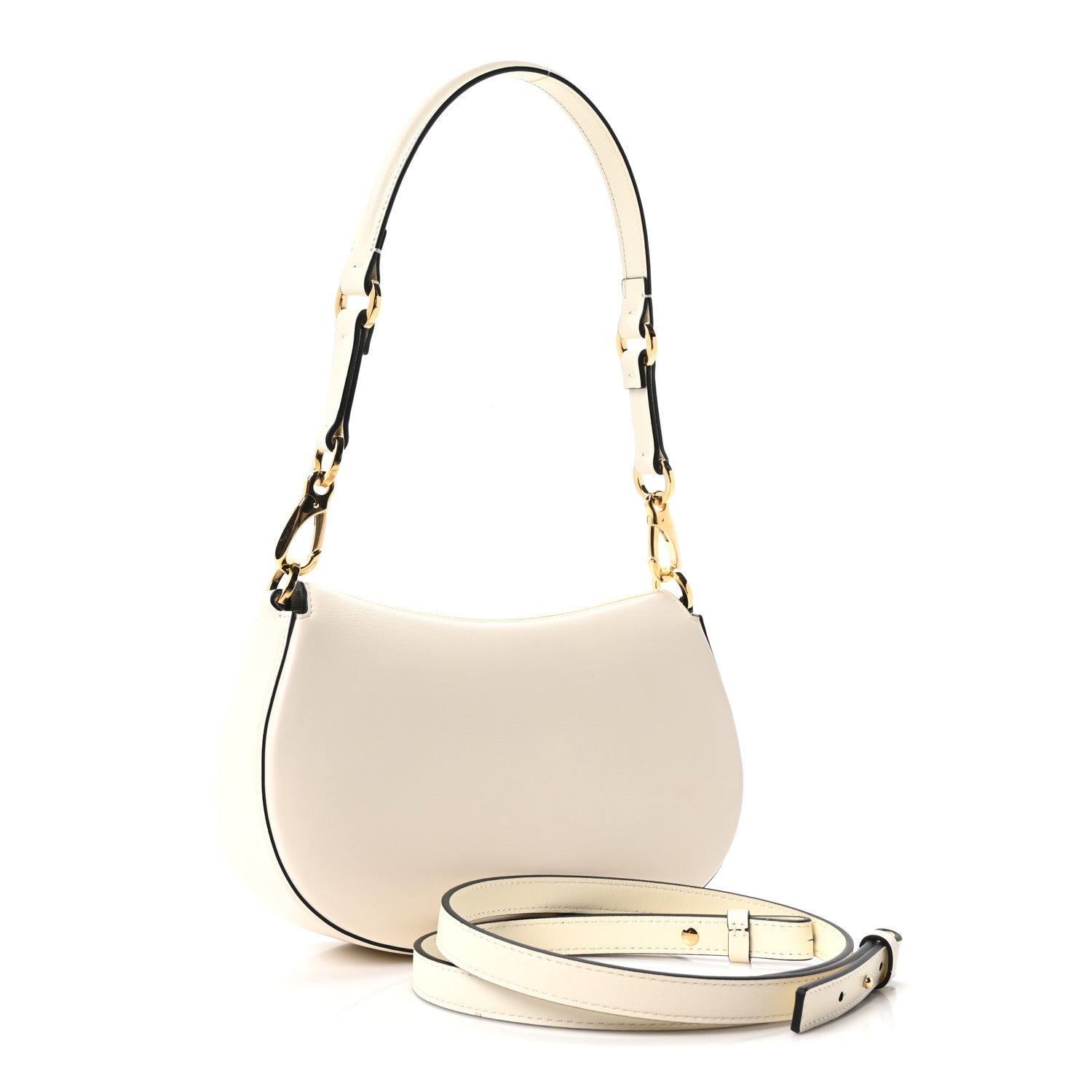 Valentino Garavani Calfskin Ohval Foldover Shoulder Bag White 3 of 10