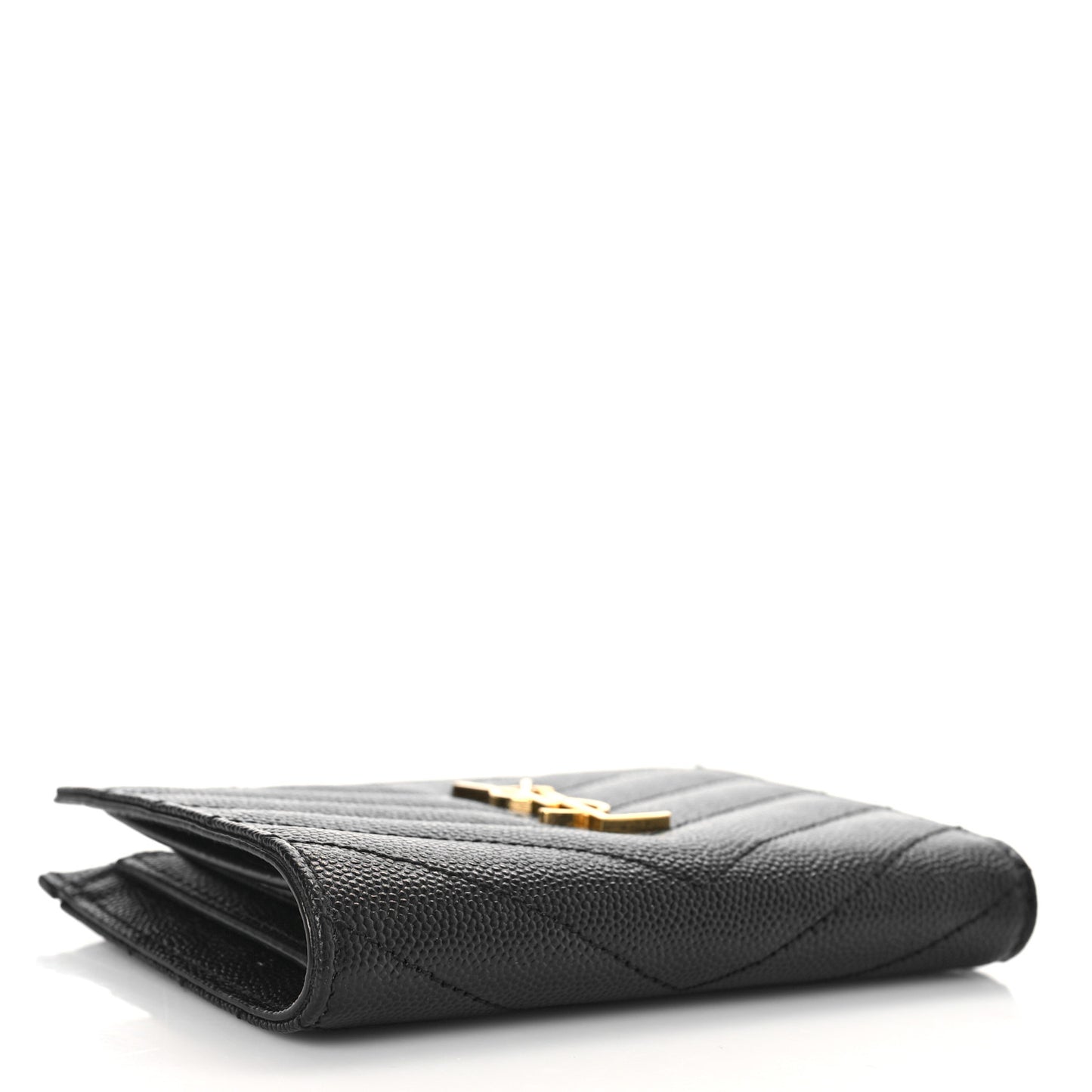 Grain De Poudre Matelasse Chevron Monogram Zipped Two-Part Wallet Black