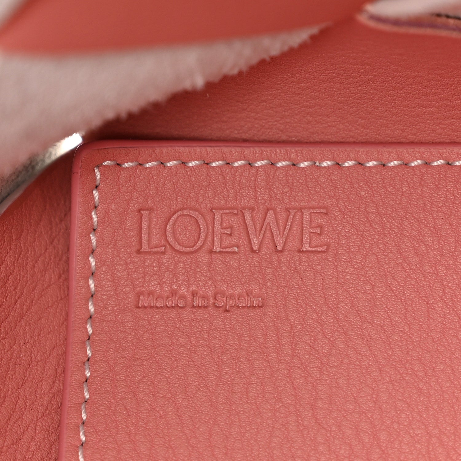 Loewe Calfskin Suede Gingham Woven Basket Bag Soft Pink White 6 of 10