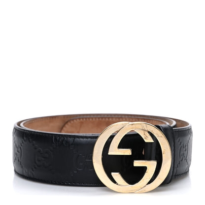 Gucci Guccissima Signature Interlocking G 37mm Belt 90 36 Black 1 of 6