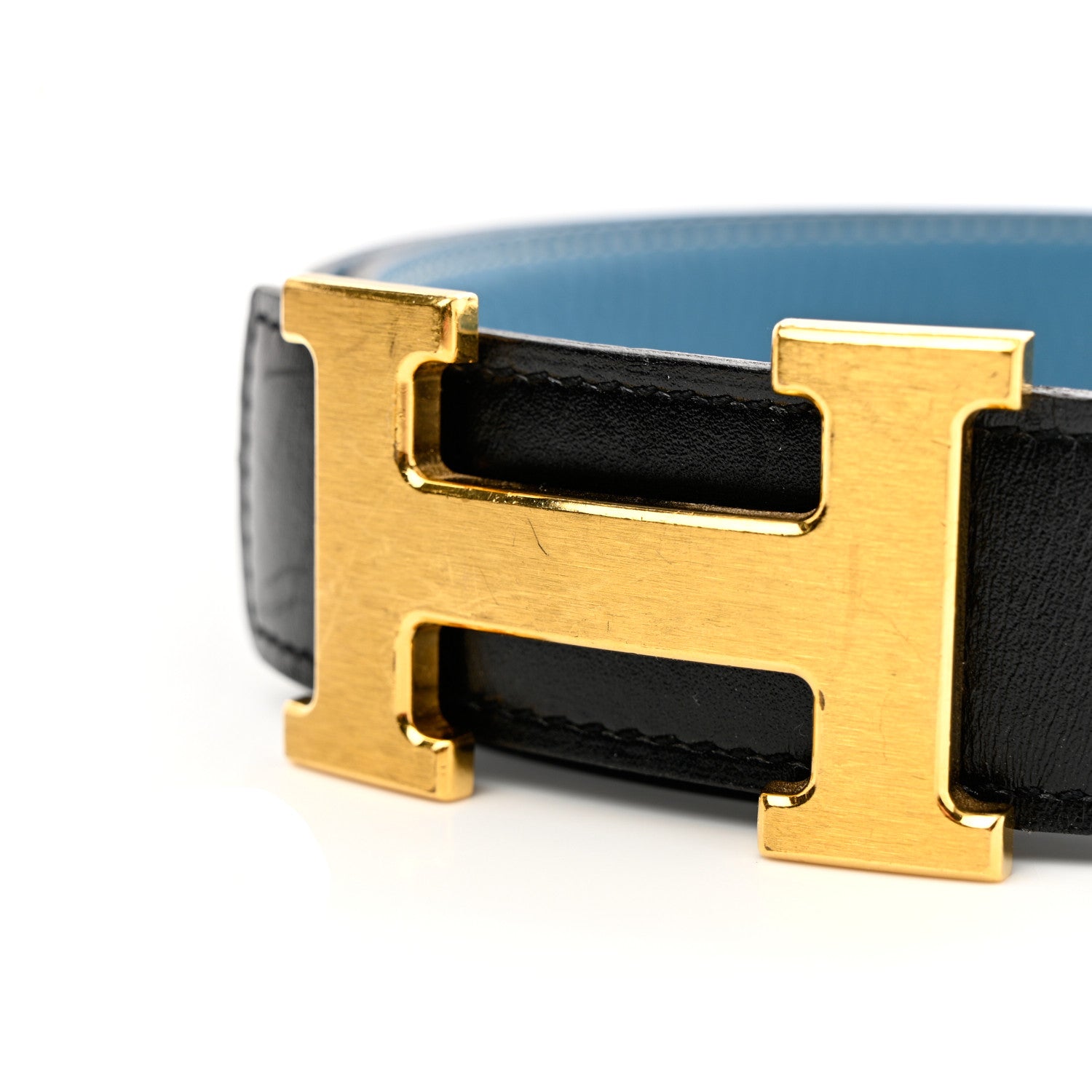 Hermes Box Togo 32mm H Belt 95 Black Blue Jean 9 of 11