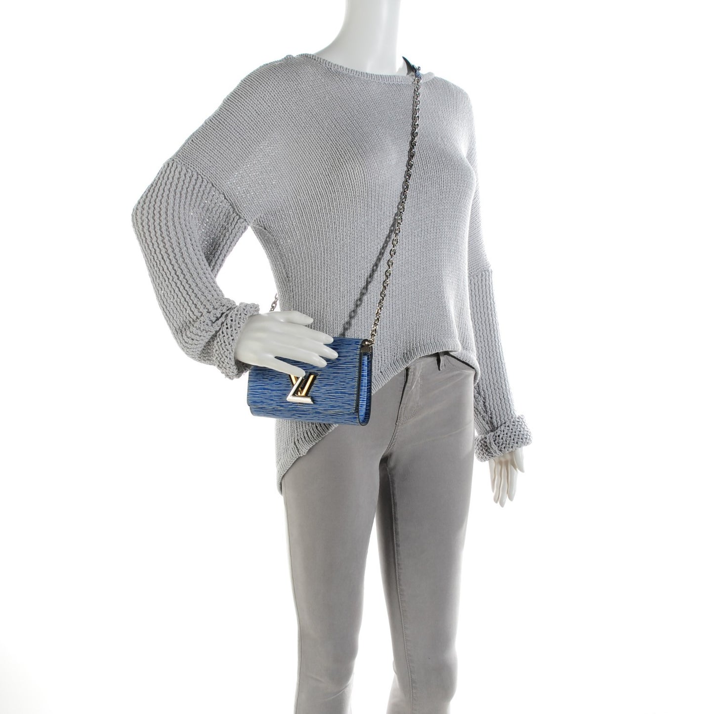 Epi Twist Chain Wallet Denim Light