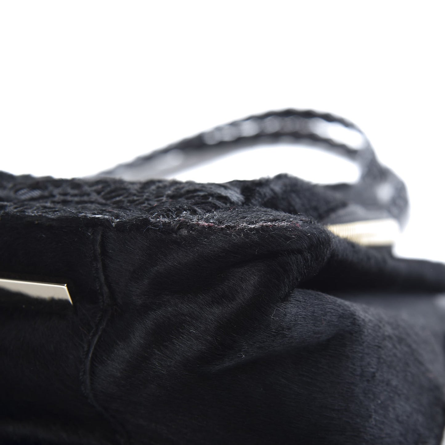 Calf Hair Lace Demetra Satchel Black