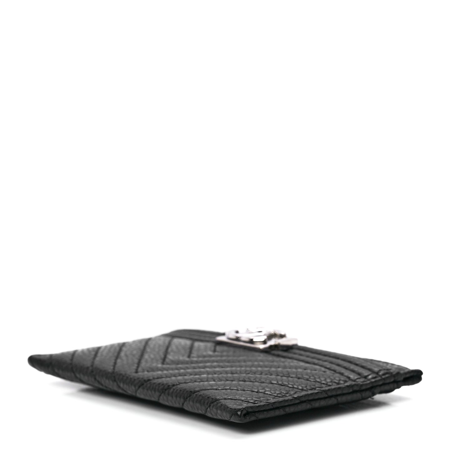 Caviar Chevron Quilted Boy Card Holder Black