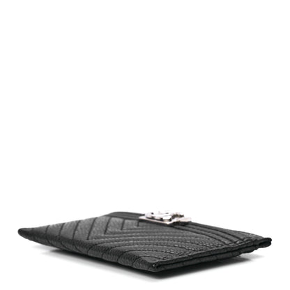 Chanel Caviar Chevron Quilted Boy Card Holder Black 10 of 12