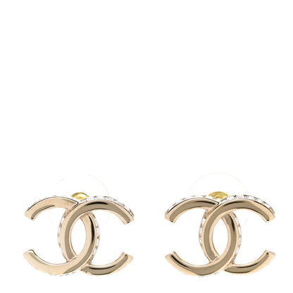Chanel Metal Baguette Crystal CC Earrings Gold 1 of 6