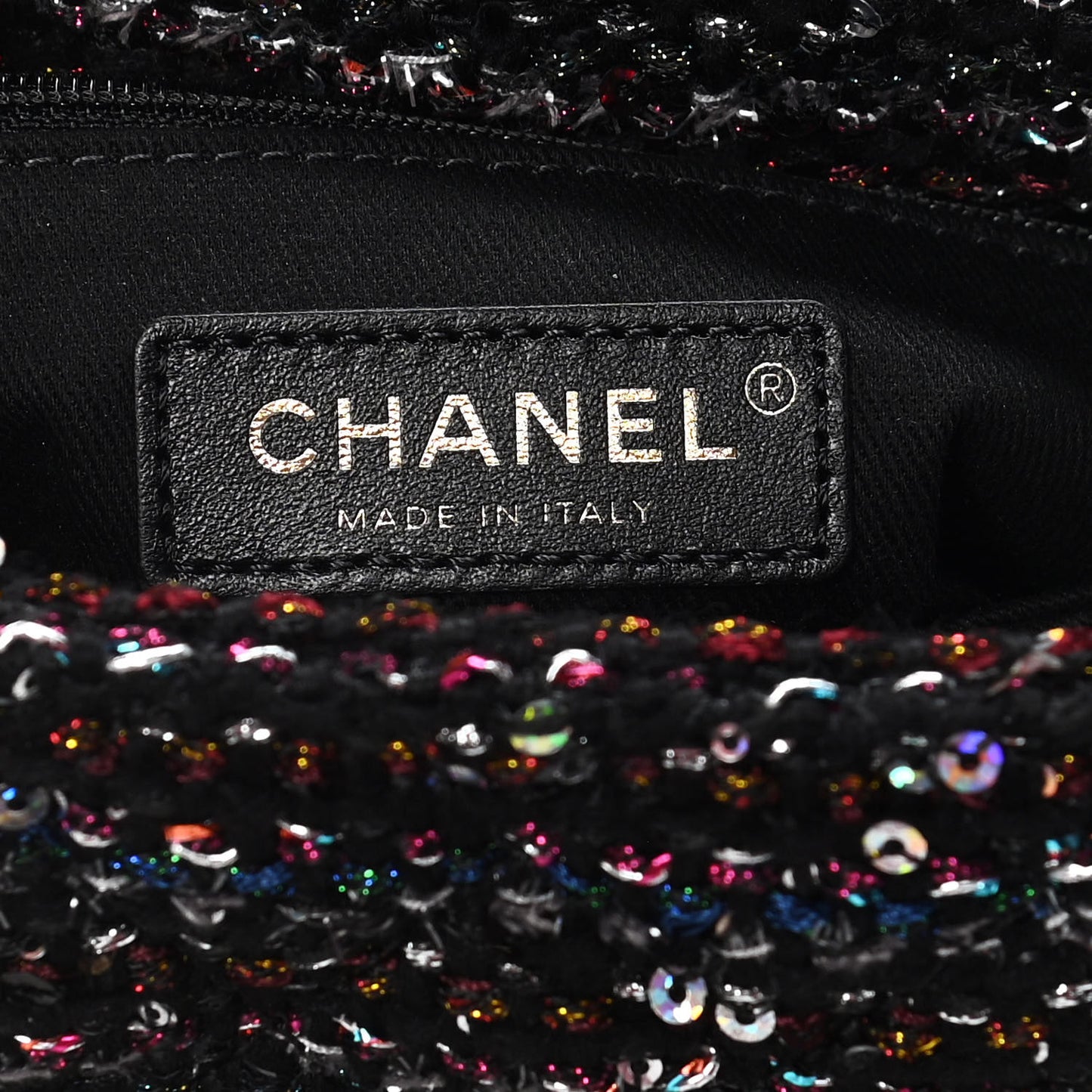 Tweed Sequin Mini Coco Handle Flap Black