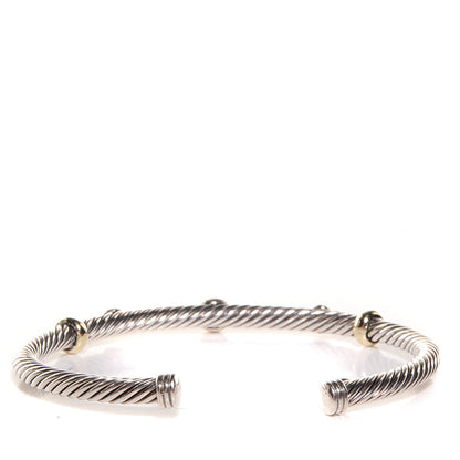 David Yurman Sterling Silver 18K Gold Citrine Green Tourmaline 4mm Renaissance Bracelet 3 of 5
