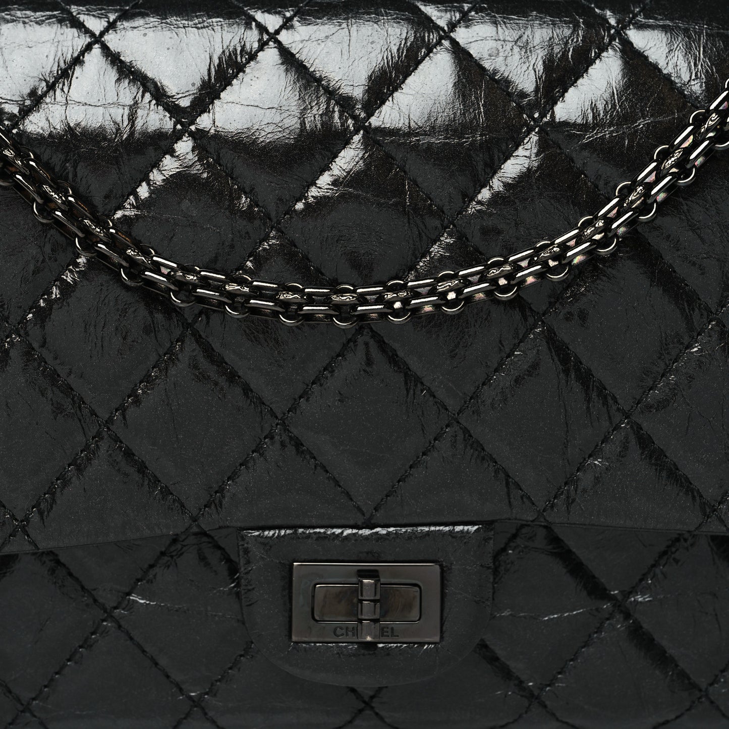 Glazed Calfskin Quilted 2.55 Reissue 226 Flap So Black