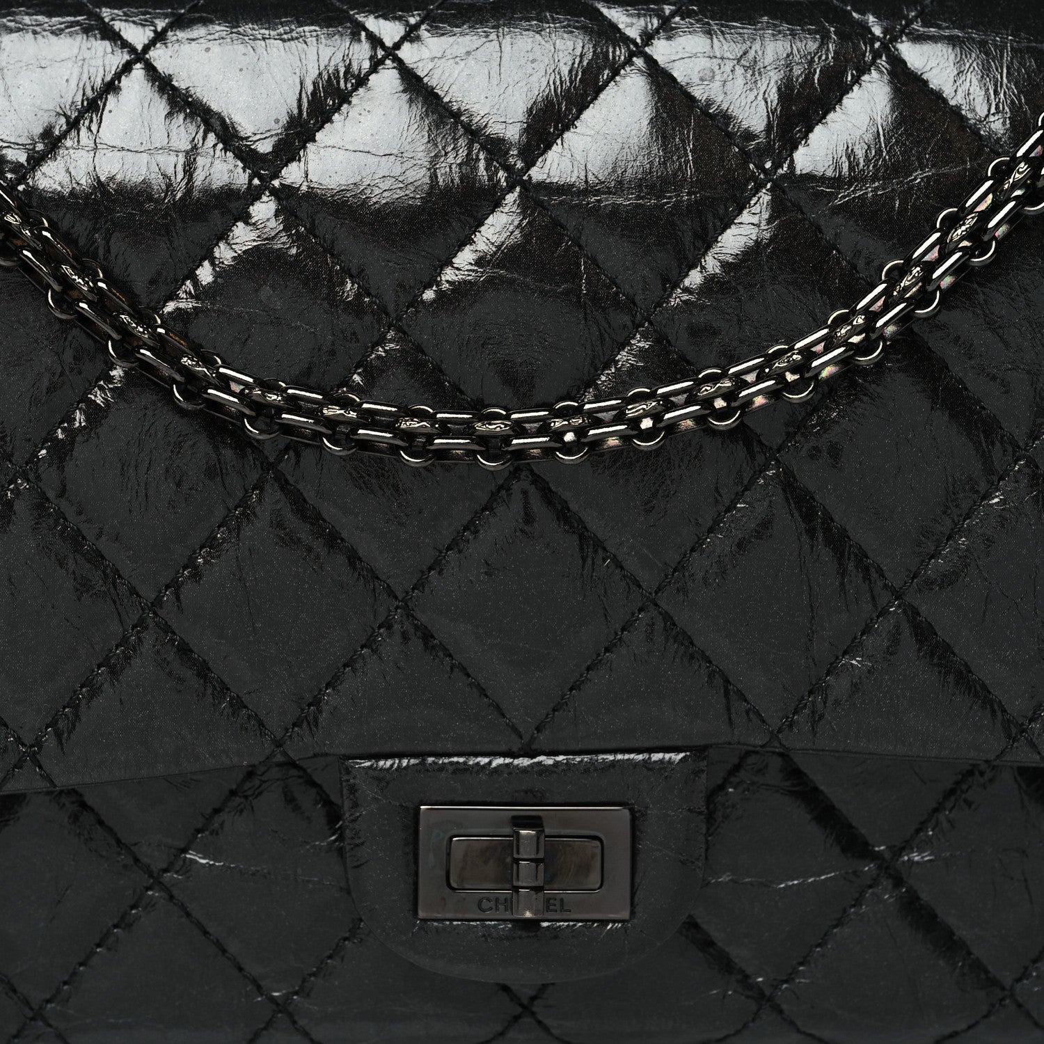 Chanel Glazed Calfskin Quilted 2.55 Reissue 226 Flap So Black 8 of 10